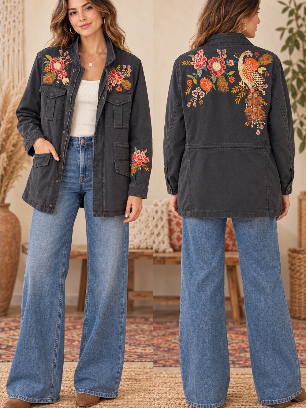 Johnny Was Embroidered Utility Jacket (804089) ๐ผ ๐ฆ